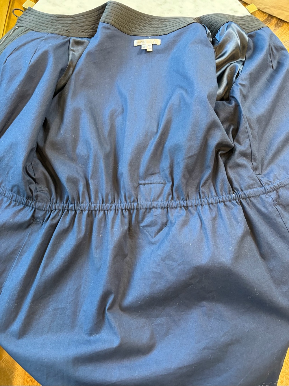 Vince Collarless Belted Trench, 3/4 sleeves, Cotton, dk grey, XS, GUC *button - Picture 14 of 16